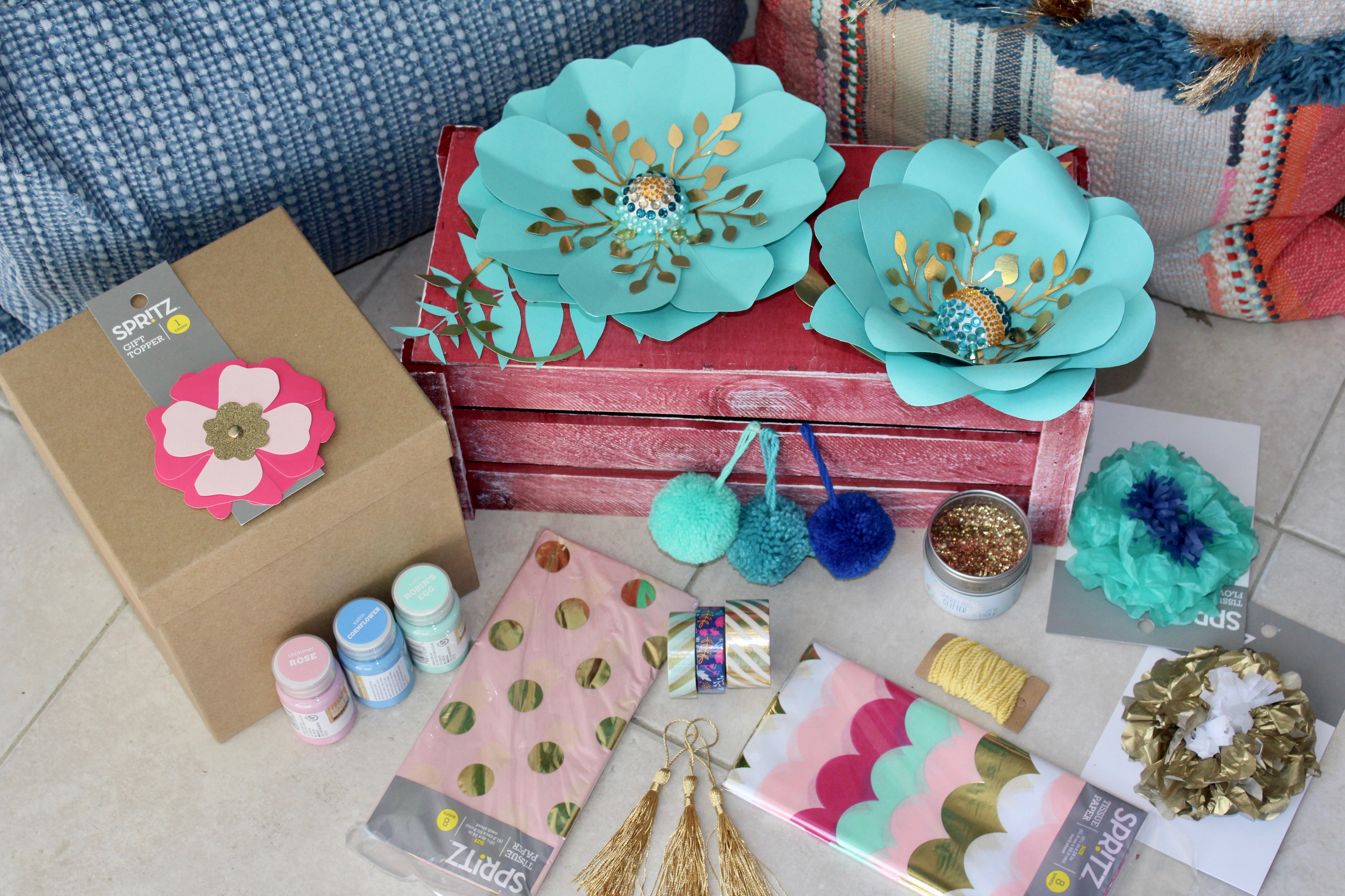 DIY Soul Sprinkles Box | Vision Display | Theme | Colors | Blue | Gold | Mint | Pink | Paper Flowers | Glitter | Paint